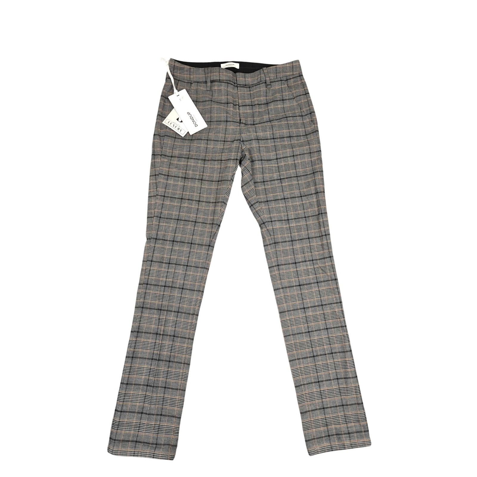 Dondup Pants Mens 29x30 Gray Gaubert Plaid Tweed Stretch Cotton Made Italy New